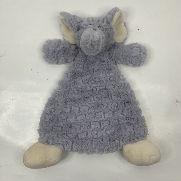 Demdaco Ellery Elephant Baby Lovey Security Gray Cream Rattle Shaggy Clutch - Picture 2 of 4